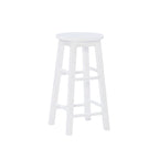 Backless Counter Height Stool, Solid Rubberwood, 24" Seat, 250 lb Capacity, Natural/Greywash/White