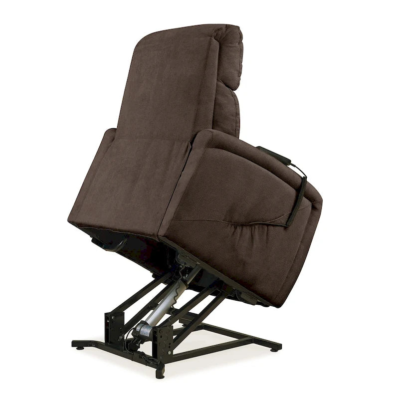 Brown Chenille Power Lift Recliner Chair with Remote, 300 lbs Capacity, Pocketed Coil Springs