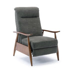 Mid-Century Push Back Recliner Chair with Wood Arms, Charcoal Polyester Fabric, 330 lb Capacity