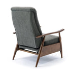 Mid-Century Push Back Recliner Chair with Wood Arms, Charcoal Polyester Fabric, 330 lb Capacity