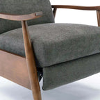 Mid-Century Push Back Recliner Chair with Wood Arms, Charcoal Polyester Fabric, 330 lb Capacity
