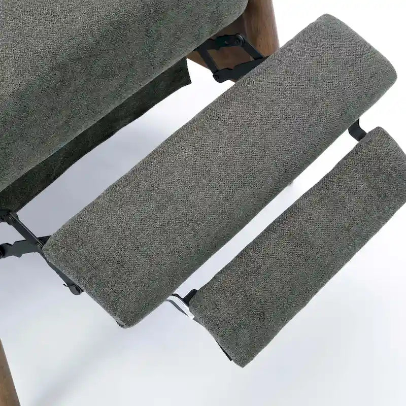 Mid-Century Push Back Recliner Chair with Wood Arms, Charcoal Polyester Fabric, 330 lb Capacity