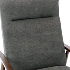 Mid-Century Push Back Recliner Chair with Wood Arms, Charcoal Polyester Fabric, 330 lb Capacity