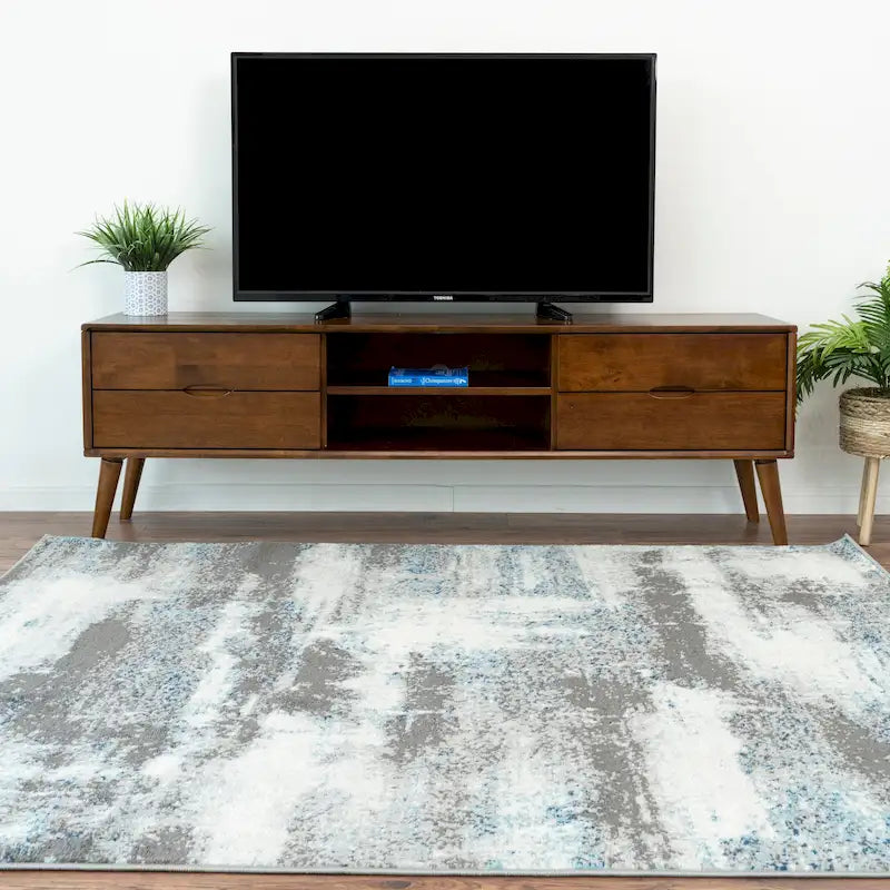 Mid-Century Modern TV Stand with 6 Storage Compartments, Fits up to 72", Solid Wood Legs, Walnut Finish