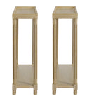 Narrow Side Tables Set of 2 - Solid Wood, Distressed Oak Finish, Living Room & Entryway