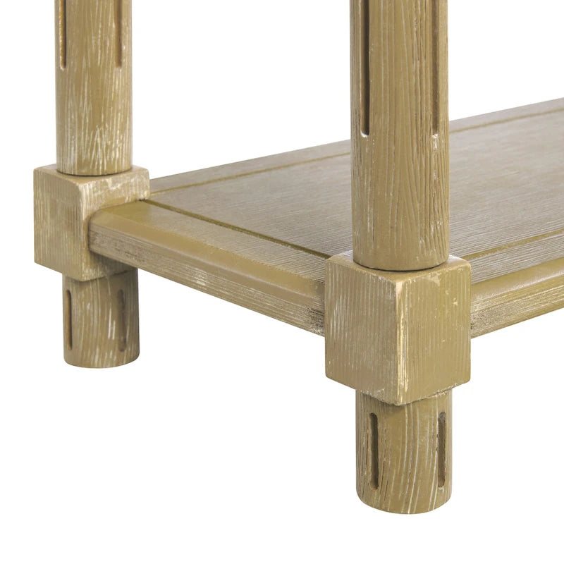 Narrow Side Tables Set of 2 - Solid Wood, Distressed Oak Finish, Living Room & Entryway