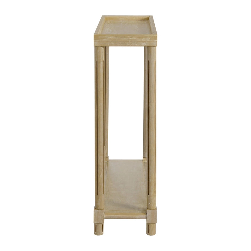 Narrow Side Tables Set of 2 - Solid Wood, Distressed Oak Finish, Living Room & Entryway