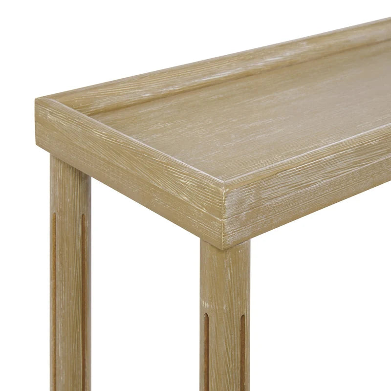 Narrow Side Tables Set of 2 - Solid Wood, Distressed Oak Finish, Living Room & Entryway