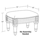 Taupe Linen Upholstered Footstool with Wood Stained Frame – Chinoiserie Style, No Assembly