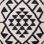 Woven Cotton Ottoman, Boho Style, Beige & Black