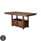 Rustic 75-Inch Counter Height Dining Table with Storage Cabinet & Open Shelf, Seats 6-8