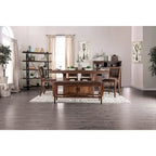 Rustic 75-Inch Counter Height Dining Table with Storage Cabinet & Open Shelf, Seats 6-8
