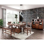 Rustic 75-Inch Counter Height Dining Table with Storage Cabinet & Open Shelf, Seats 6-8
