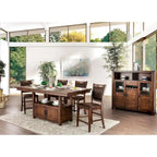 Rustic 75-Inch Counter Height Dining Table with Storage Cabinet & Open Shelf, Seats 6-8