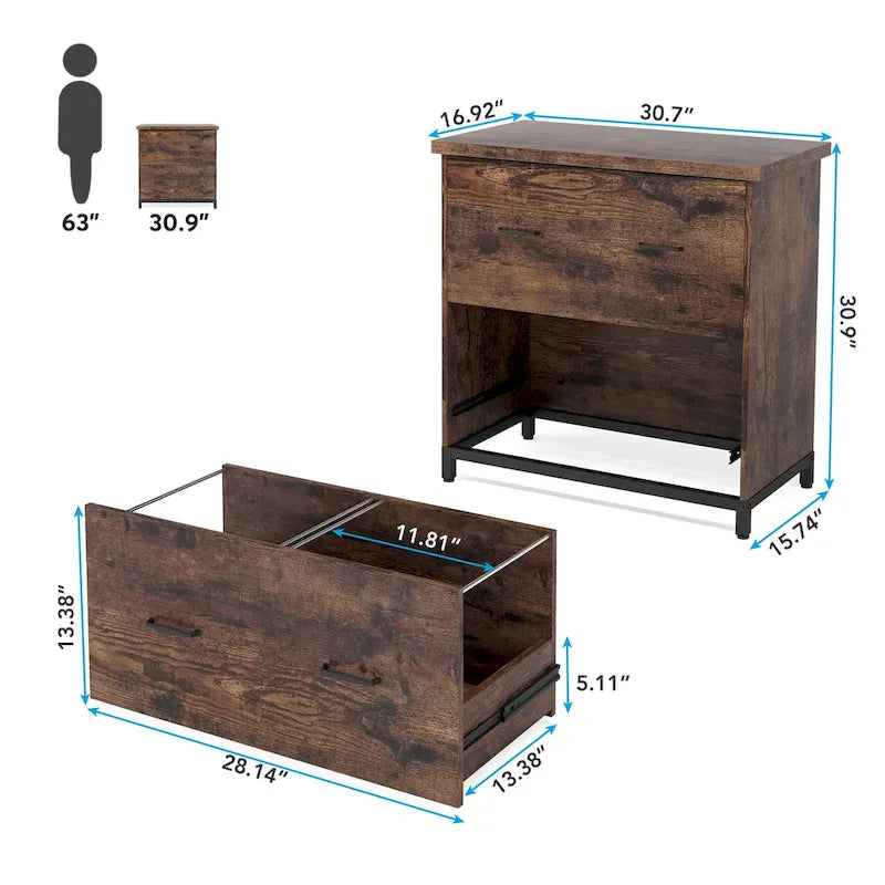 2-Drawer Lateral File Cabinet, Letter Size, Home Office Storage