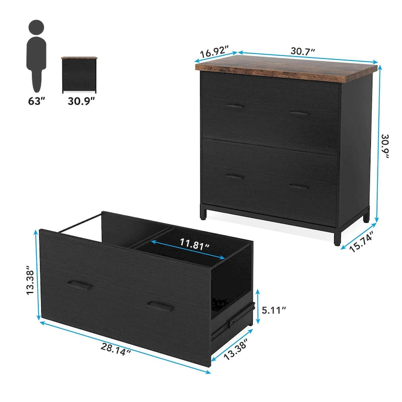 2-Drawer Lateral File Cabinet, Letter Size, Home Office Storage