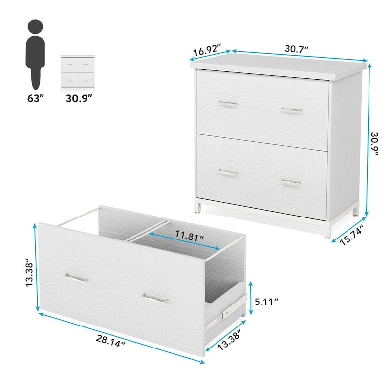 2-Drawer Lateral File Cabinet, Letter Size, Home Office Storage