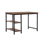 Industrial Metal & Wood Desk with 2 Shelves, 45" Wide, Ash Veneer Top, Black Frame