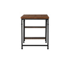 Industrial Metal & Wood Desk with 2 Shelves, 45" Wide, Ash Veneer Top, Black Frame