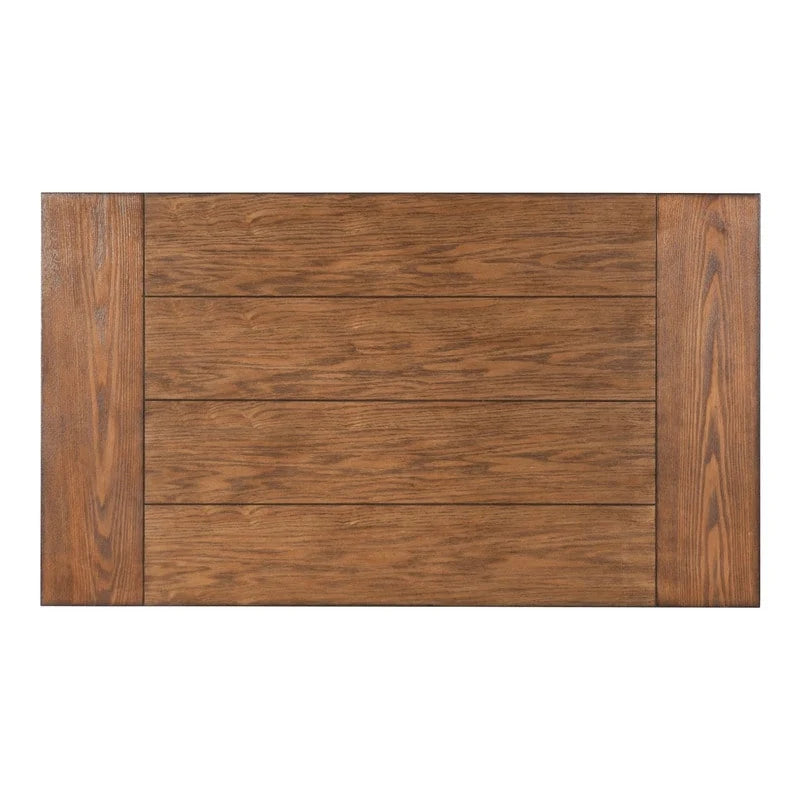 Industrial Metal & Wood Desk with 2 Shelves, 45" Wide, Ash Veneer Top, Black Frame