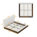 PU Leather Tufted Bed Frame with LED Headboard, Queen & King, White, MDF & Pine Wood