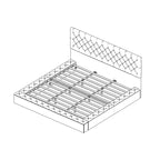 PU Leather Tufted Bed Frame with LED Headboard, Queen & King, White, MDF & Pine Wood