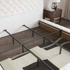 PU Leather Tufted Bed Frame with LED Headboard, Queen & King, White, MDF & Pine Wood