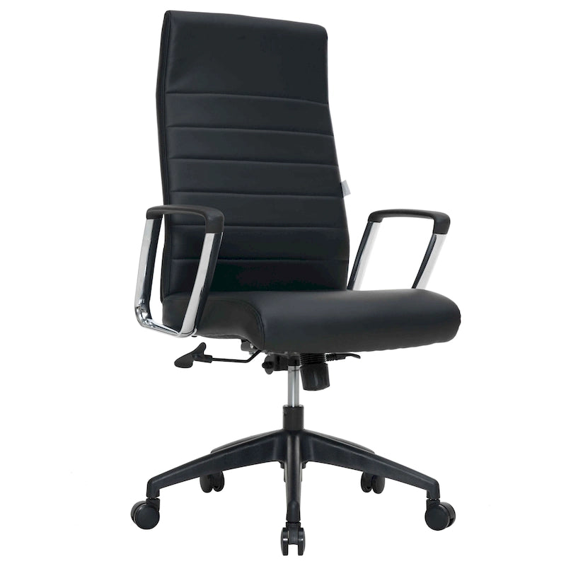 High-Back Leather Office Chair with Adjustable Height, Swivel & Tilt Lock, 5-Wheel Casters