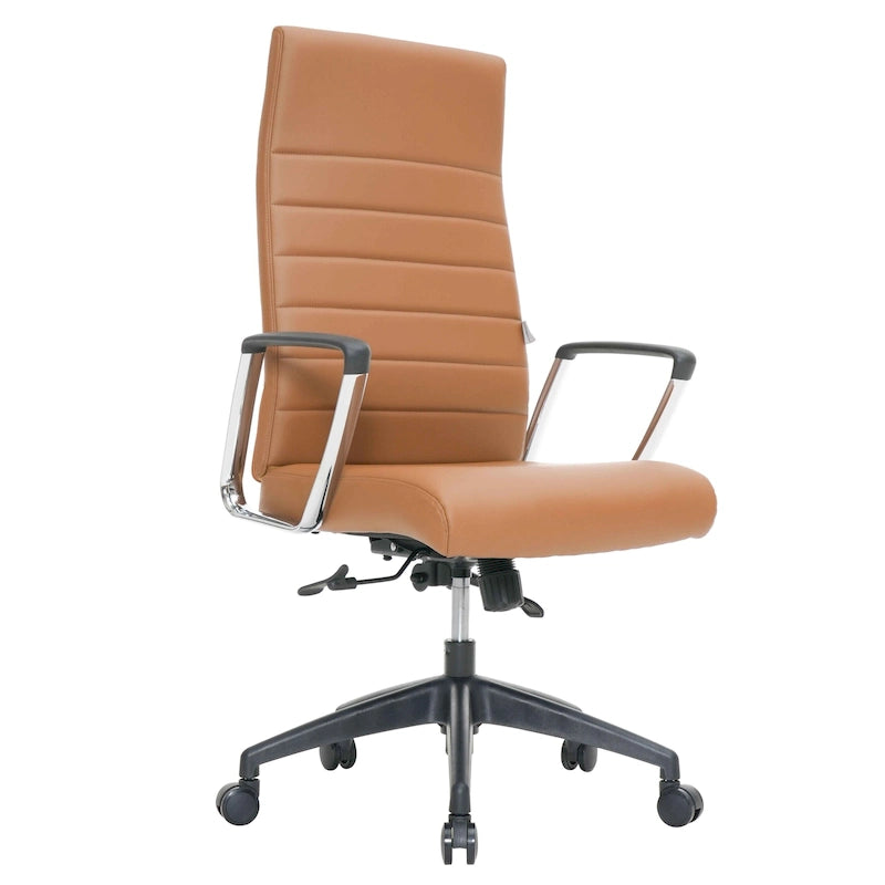 High-Back Leather Office Chair with Adjustable Height, Swivel & Tilt Lock, 5-Wheel Casters