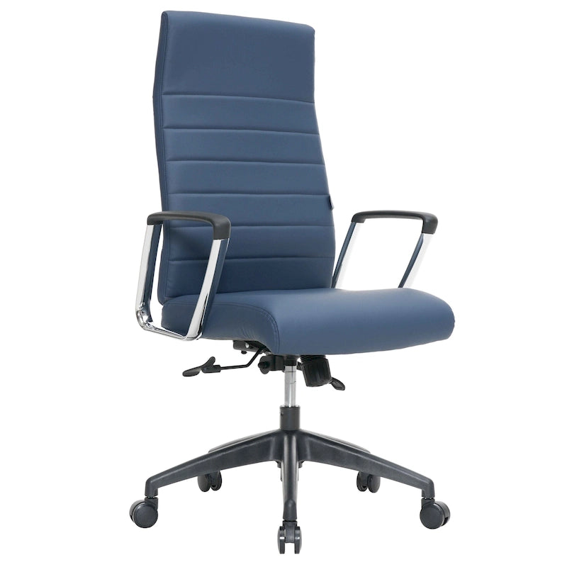 High-Back Leather Office Chair with Adjustable Height, Swivel & Tilt Lock, 5-Wheel Casters