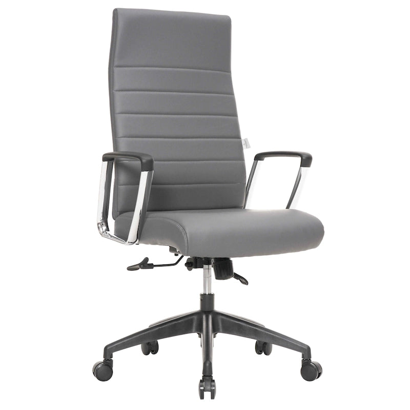High-Back Leather Office Chair with Adjustable Height, Swivel & Tilt Lock, 5-Wheel Casters