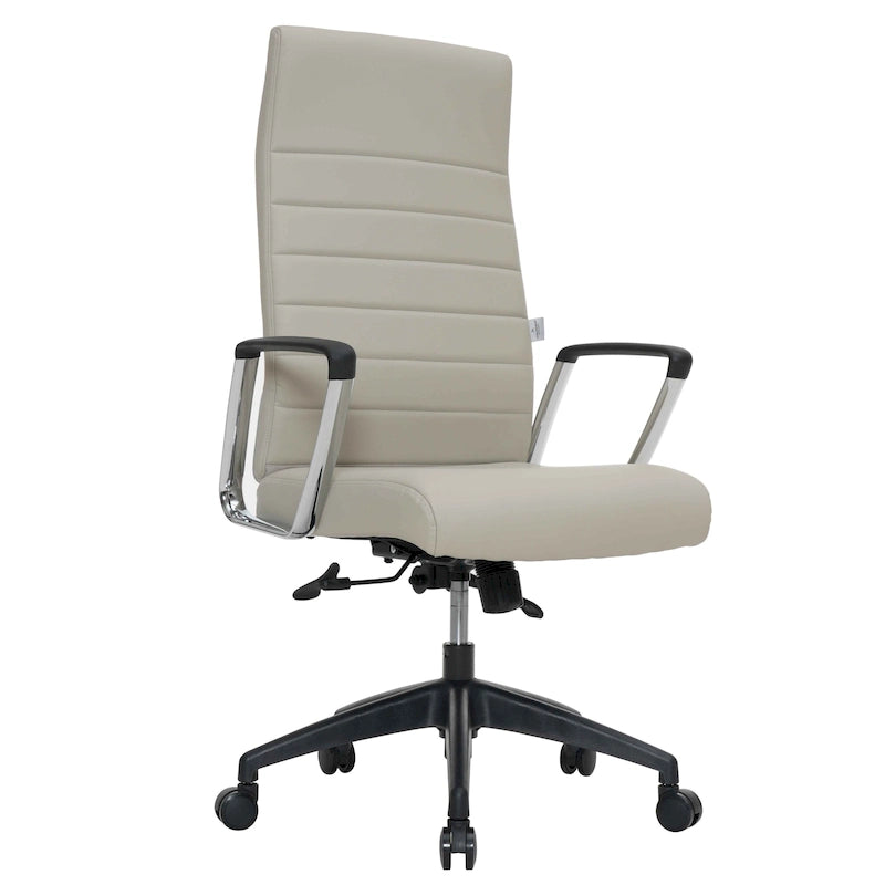 High-Back Leather Office Chair with Adjustable Height, Swivel & Tilt Lock, 5-Wheel Casters