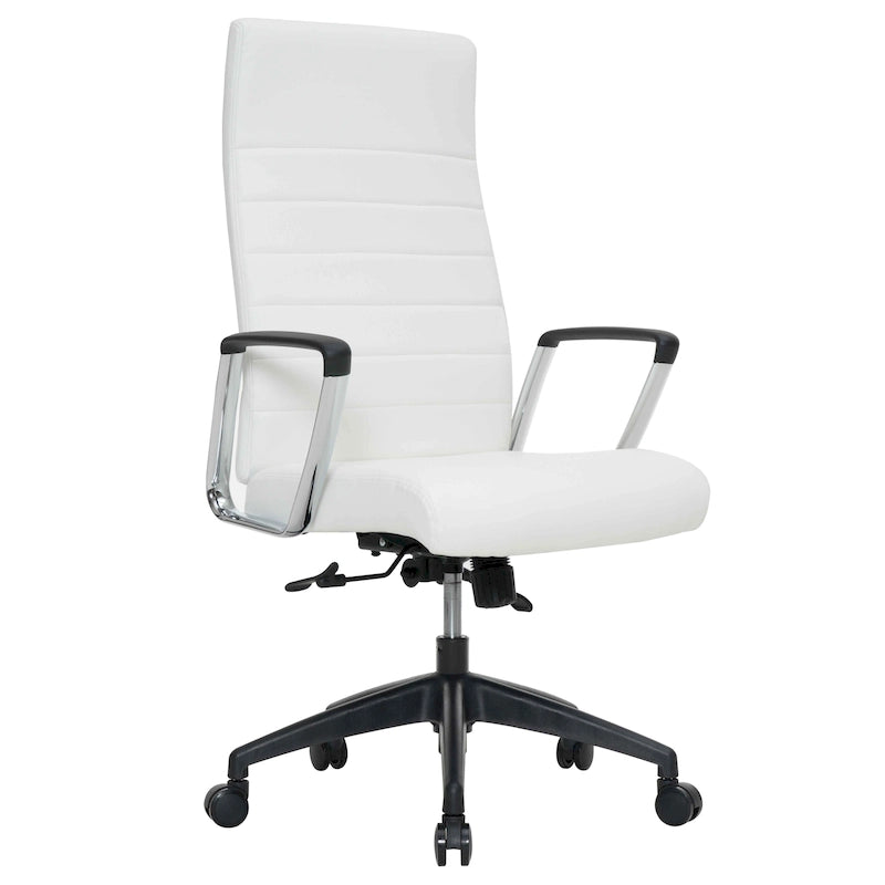 High-Back Leather Office Chair with Adjustable Height, Swivel & Tilt Lock, 5-Wheel Casters