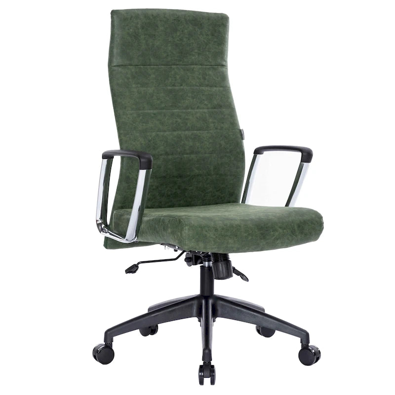 High-Back Leather Office Chair with Adjustable Height, Swivel & Tilt Lock, 5-Wheel Casters