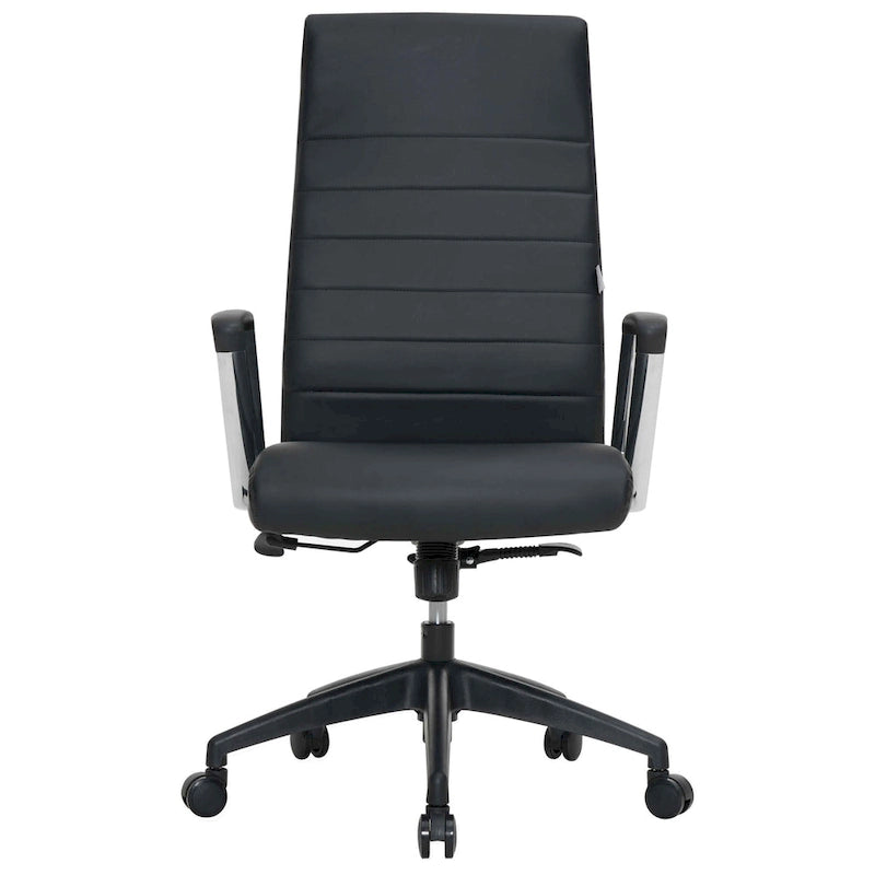 High-Back Leather Office Chair with Adjustable Height, Swivel & Tilt Lock, 5-Wheel Casters