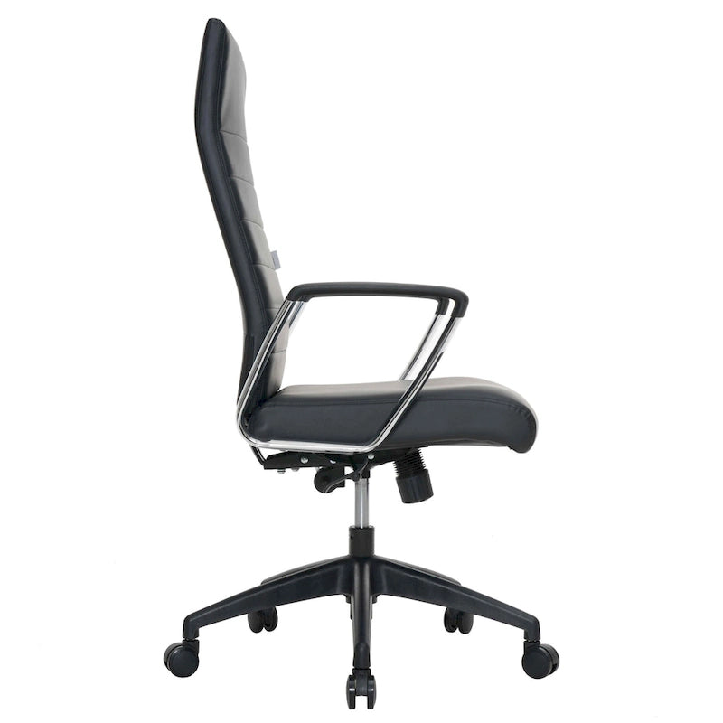 High-Back Leather Office Chair with Adjustable Height, Swivel & Tilt Lock, 5-Wheel Casters