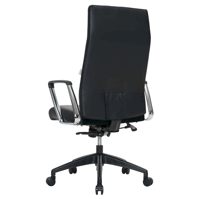 High-Back Leather Office Chair with Adjustable Height, Swivel & Tilt Lock, 5-Wheel Casters