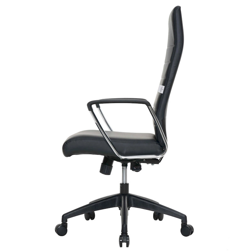 High-Back Leather Office Chair with Adjustable Height, Swivel & Tilt Lock, 5-Wheel Casters