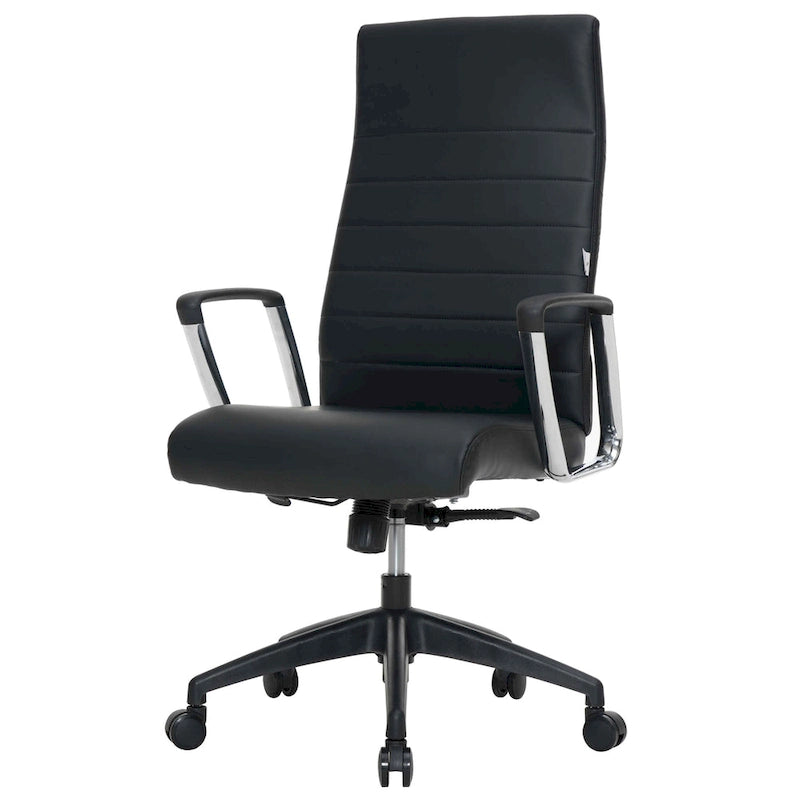 High-Back Leather Office Chair with Adjustable Height, Swivel & Tilt Lock, 5-Wheel Casters