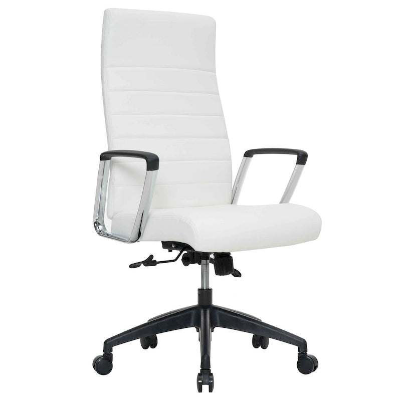 High-Back Leather Office Chair with Adjustable Height, Swivel & Tilt Lock, 5-Wheel Casters