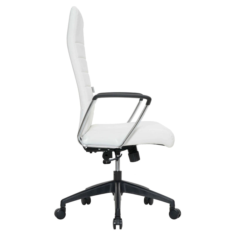 High-Back Leather Office Chair with Adjustable Height, Swivel & Tilt Lock, 5-Wheel Casters