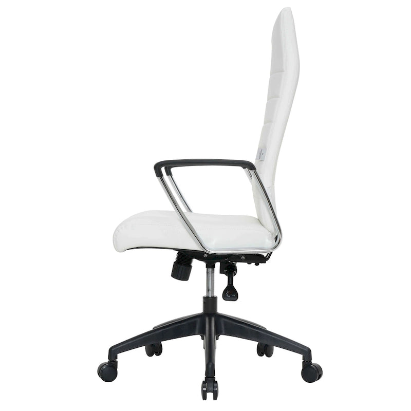 High-Back Leather Office Chair with Adjustable Height, Swivel & Tilt Lock, 5-Wheel Casters