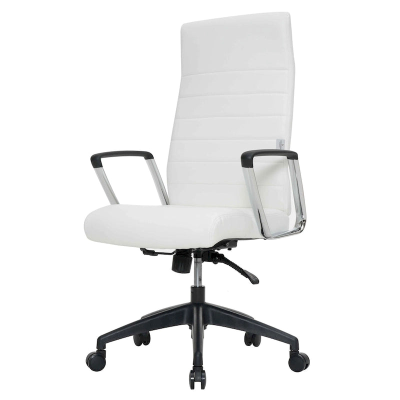High-Back Leather Office Chair with Adjustable Height, Swivel & Tilt Lock, 5-Wheel Casters