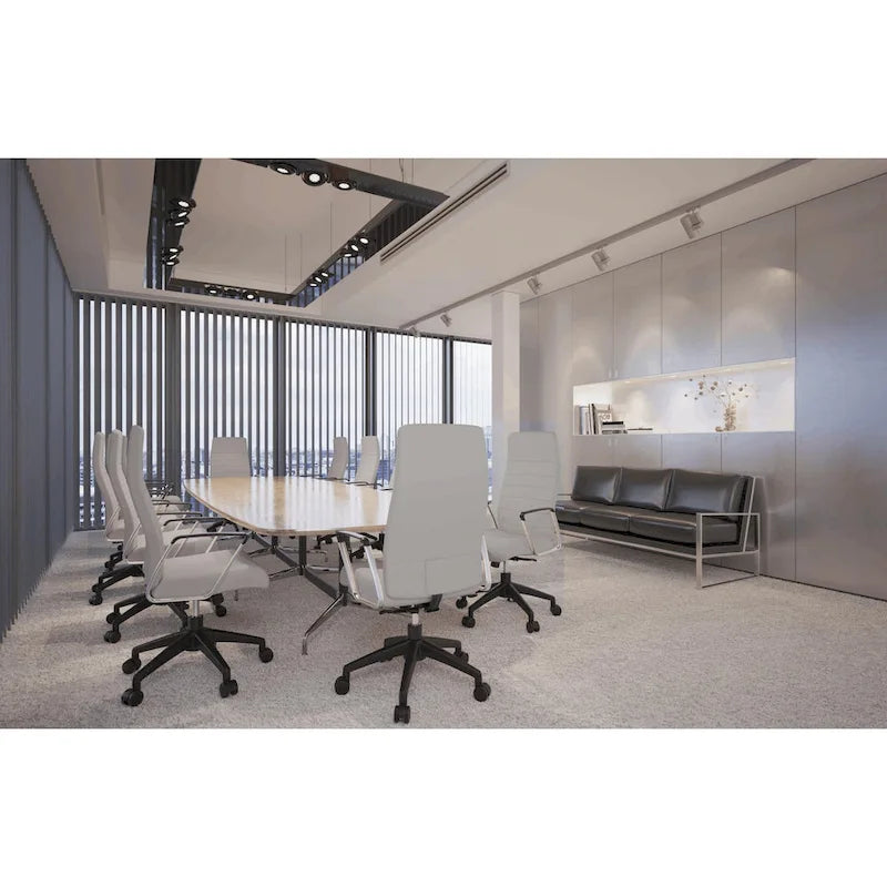 High-Back Leather Office Chair with Adjustable Height, Swivel & Tilt Lock, 5-Wheel Casters