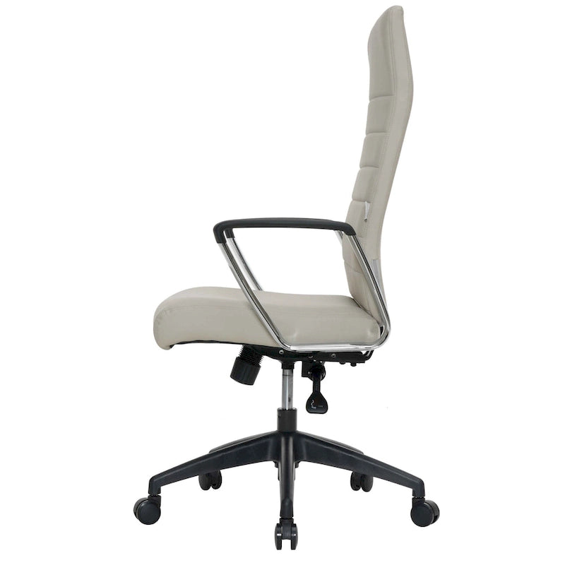 High-Back Leather Office Chair with Adjustable Height, Swivel & Tilt Lock, 5-Wheel Casters