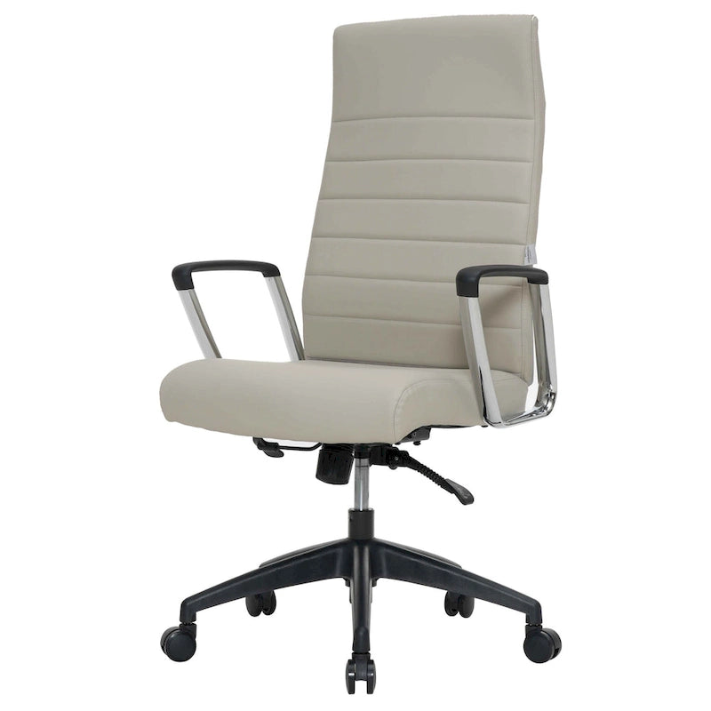 High-Back Leather Office Chair with Adjustable Height, Swivel & Tilt Lock, 5-Wheel Casters