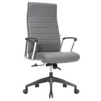 High-Back Leather Office Chair with Adjustable Height, Swivel & Tilt Lock, 5-Wheel Casters
