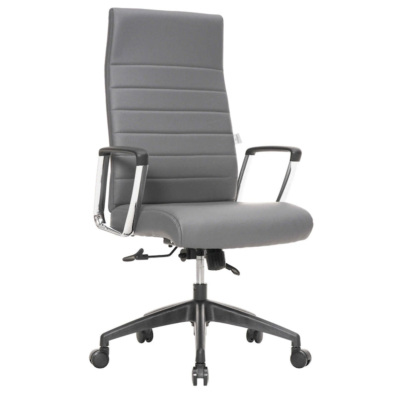 High-Back Leather Office Chair with Adjustable Height, Swivel & Tilt Lock, 5-Wheel Casters