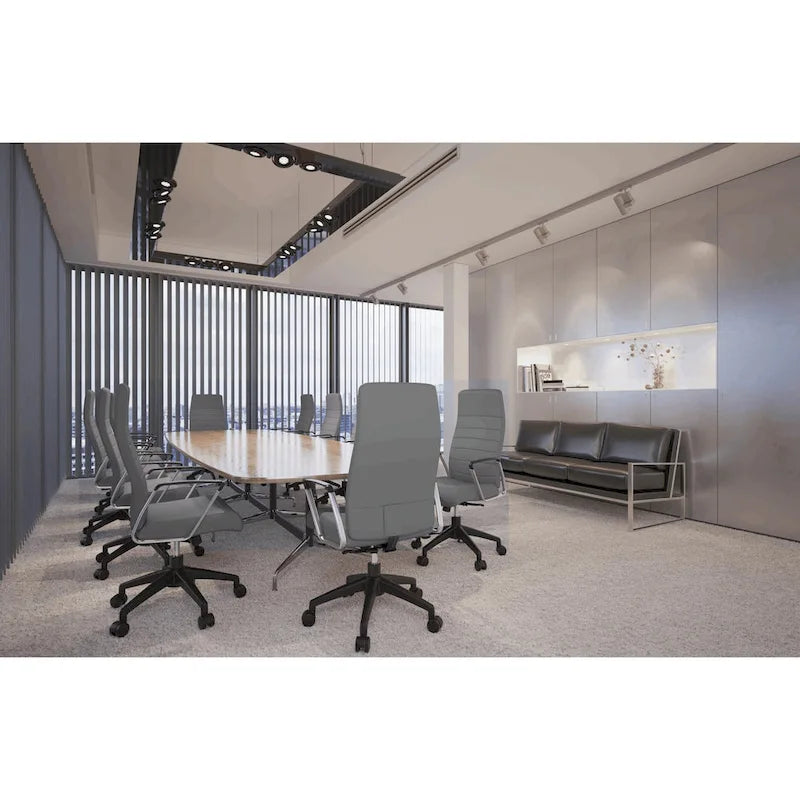 High-Back Leather Office Chair with Adjustable Height, Swivel & Tilt Lock, 5-Wheel Casters