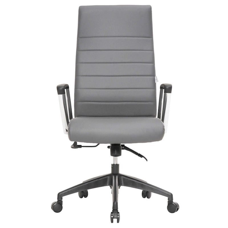 High-Back Leather Office Chair with Adjustable Height, Swivel & Tilt Lock, 5-Wheel Casters